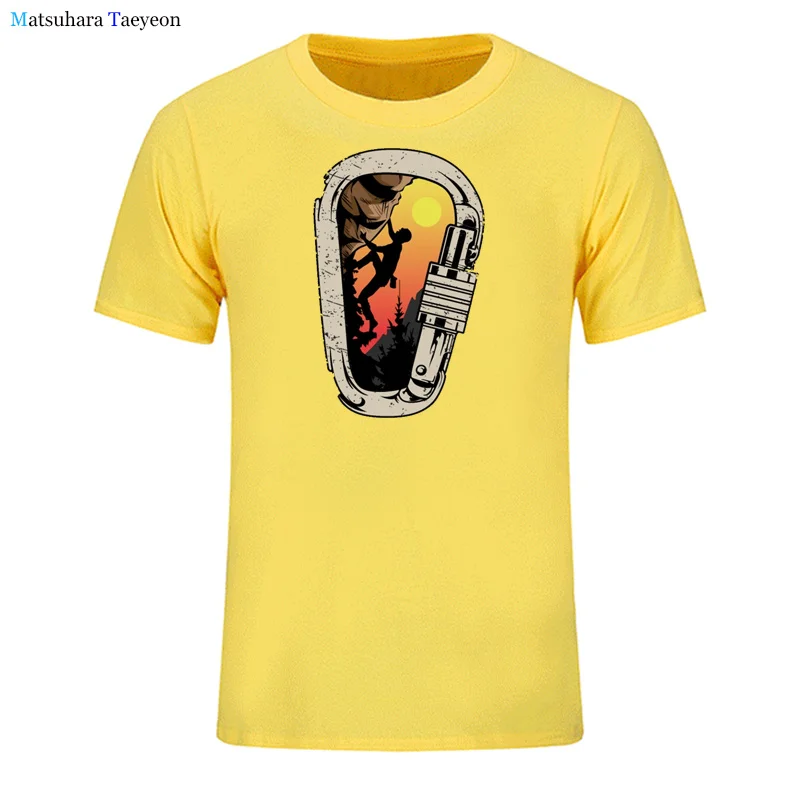 Summer Tops T Shirt Men climbing bouldering climbing carabiner Comic Inscriptions Cotton Male Tshirt