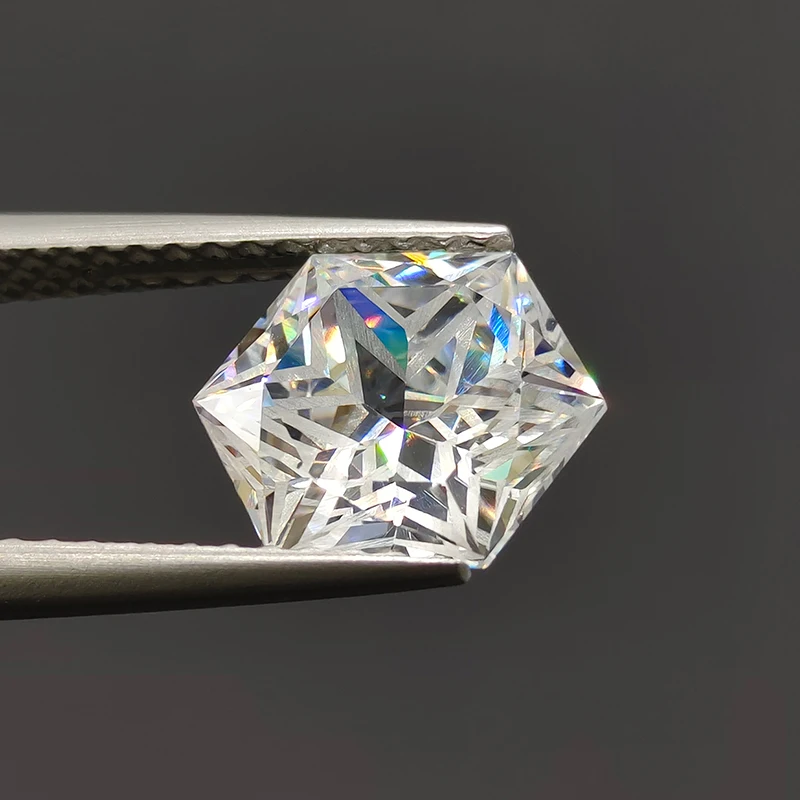 Letmexc Hexagram Cut White Cubic Zirconia Loose Stone High Carbon CZ Gemstone 4
