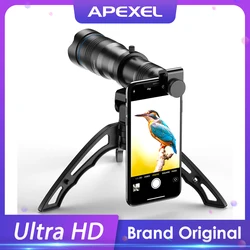 APEXEL Optional HD 36X metal telescope telephoto lens monocular mobile lens+ selfie tripod for Samsung Huawei all Smartphones