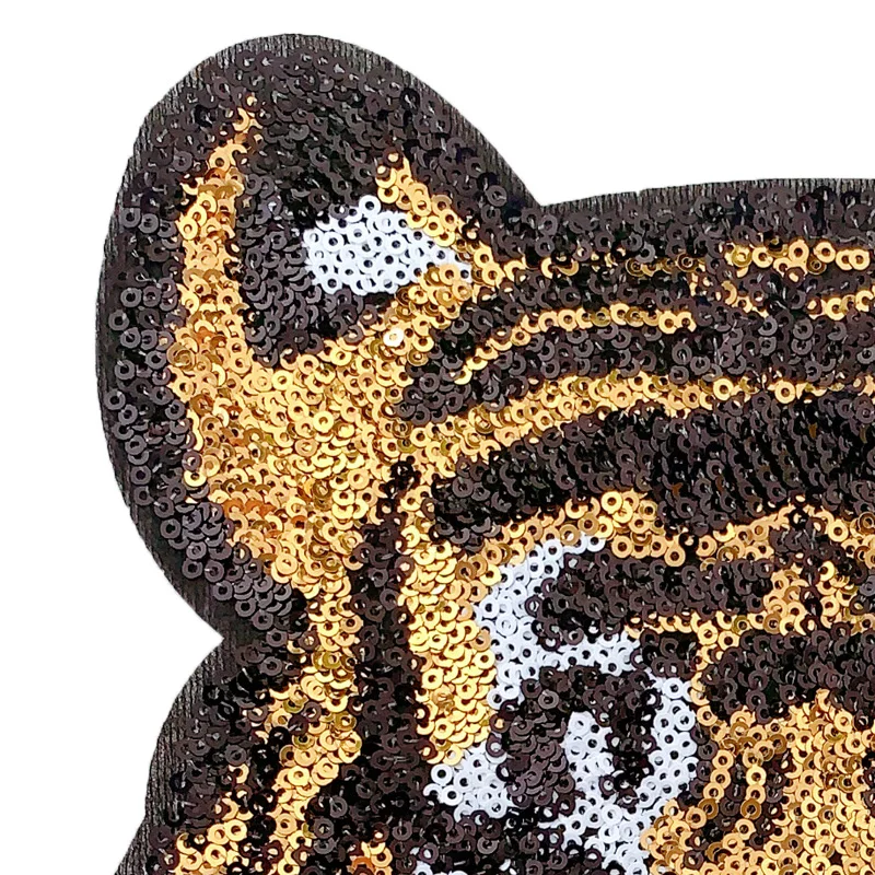 Sequins Large tiger Badge Embroidery Cloth Patch Sticker Clothing Accessories Sewing Supplies Iron on Patches for Clothing