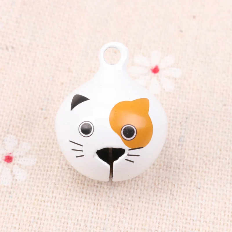 5pcs Jingle Bells Cute Yellow-eyed cat Ornament Metal Bell for Home Party Tree Pendant Children\'s shaker Decoration 27mm