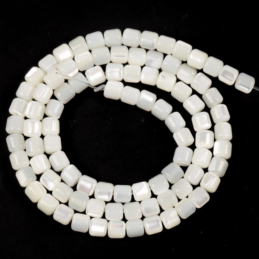 Natural White Cylindrical Square Shell Mother Of Pearl Loose Spacer Beads For Jewelry Making DIY Bracelet Necklace Handmade