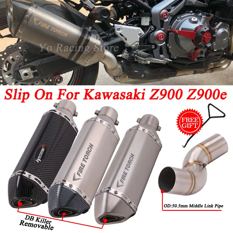 Slip On For Kawasaki Z900 Z900E  2020-2021 Years Motorcycle Exhaust Escape Modified Moto Echappement Middle Link Pipe 51mm