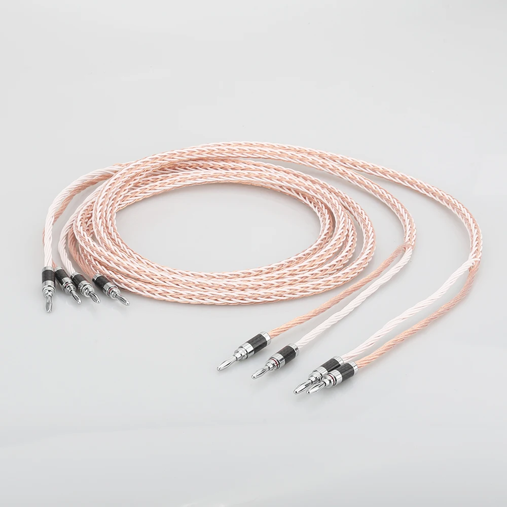 

Pair 8TC Hifi Speaker Cable With Banana Jack High Performance Pure Copper HIFI Speaker Wire For Speaker