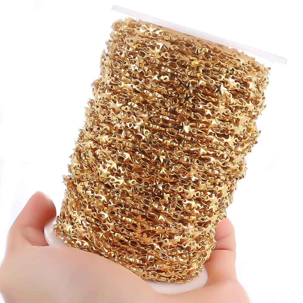 1 Meter Edelstahl-Sternketten für DIY-Schmuckherstellung, Halsketten-Zubehör, Handgefertigte Armbänder, Großpackung Zubehör – Detail 5