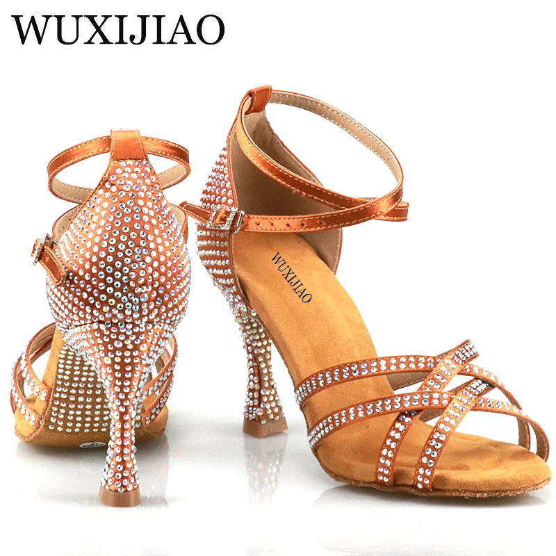 WUXIJIAO-zapatos de baile latino para mujer, sandalias de diseño único con diamantes, para Salsa