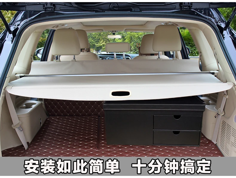 Aluminium alloy + Fabric Rear Trunk Security Shield Cargo Cover for Ford Everest Endeavour 4Dr SUV 2015 2016 2017