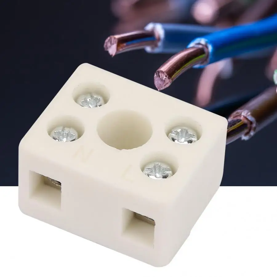 5PCS /Lot 2 Postion 5 Hole Ceramic Wiring Terminal Block High Frequency Porcelain Dual Row Wire Connector