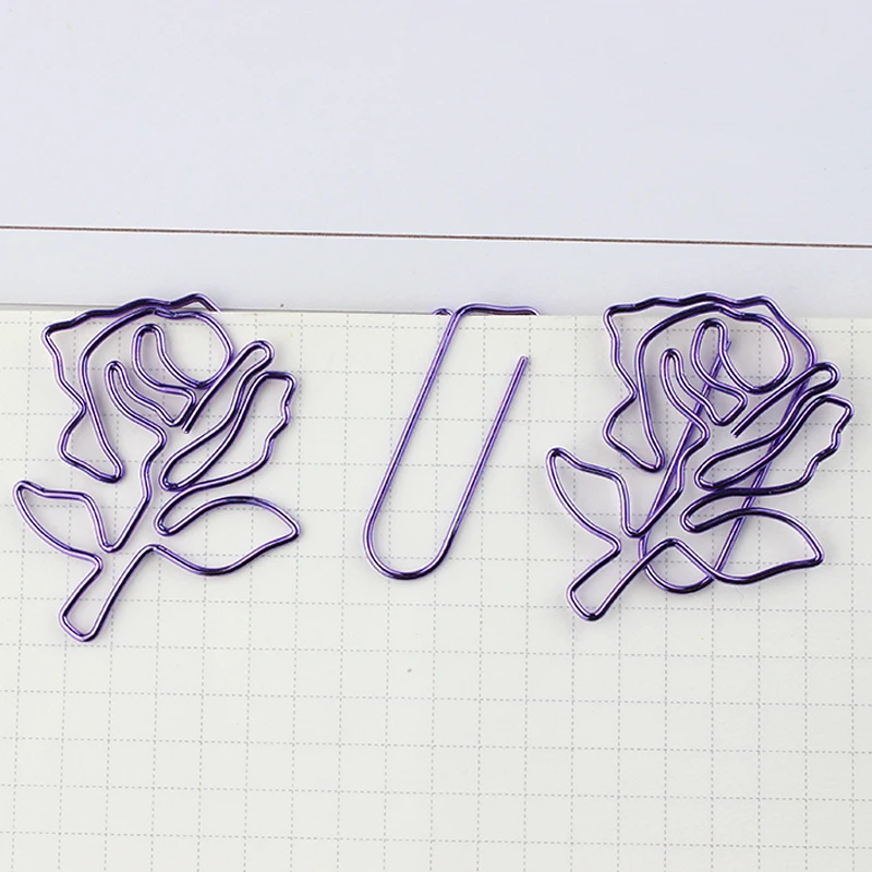 Imagem -04 - Clipes de Papel para Plantas Pino Grande Flor Rosa Roxa Lavanda Planner Clip Clipe Bonito Paperclips Metal Clips Lot