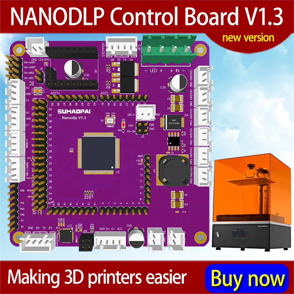 SUMAOPAI 3D Printer Solution Motherboard DLP/LCD Light Curing NANODLP System Official Control Board V1.3 Touch Version