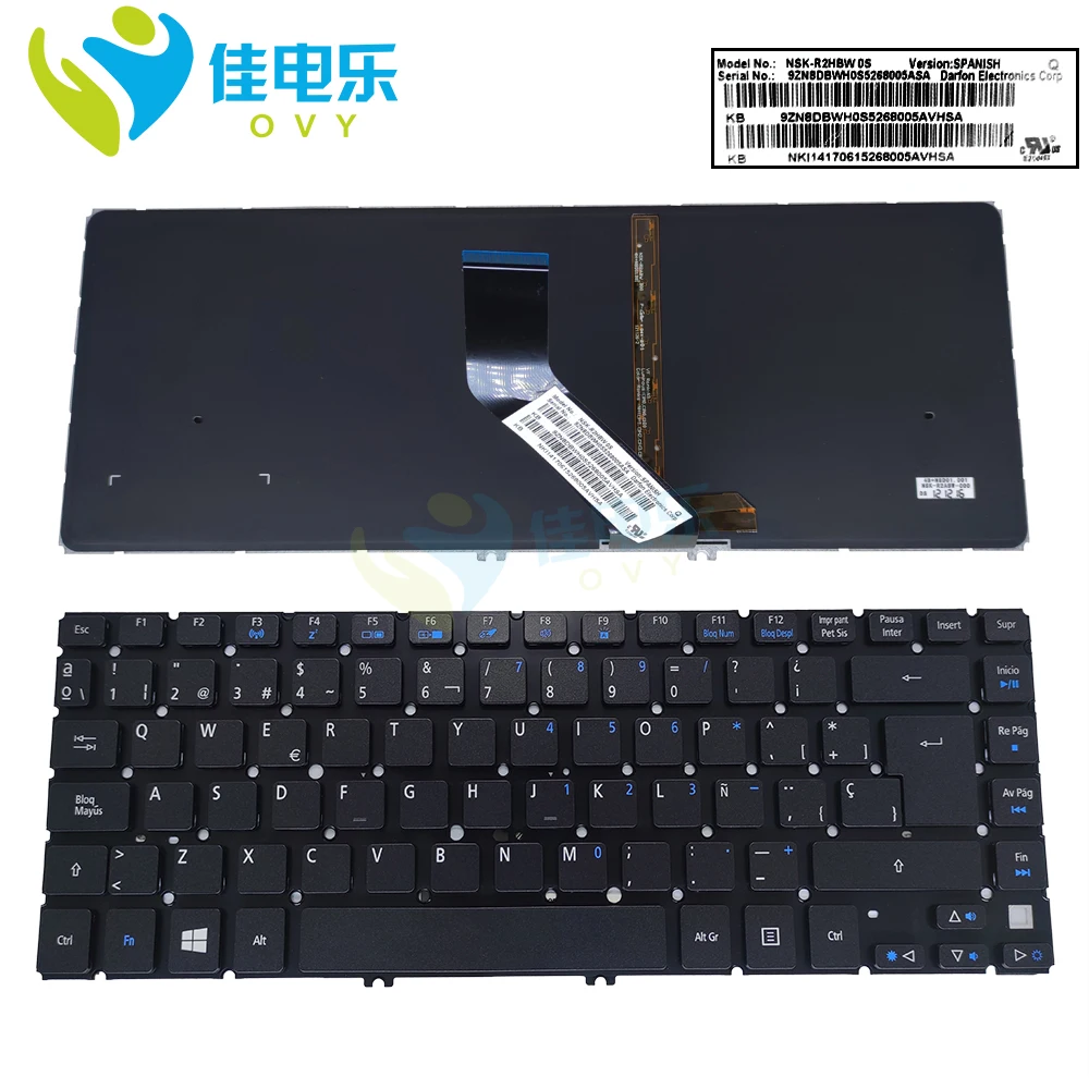 SP Spanish Backlit Keyboard For Acer Aspire V5-431P V5-471 V5-451 V5-431 V5-471PG V5-472G Spain Latin Keyboards New NSK-R2HBW