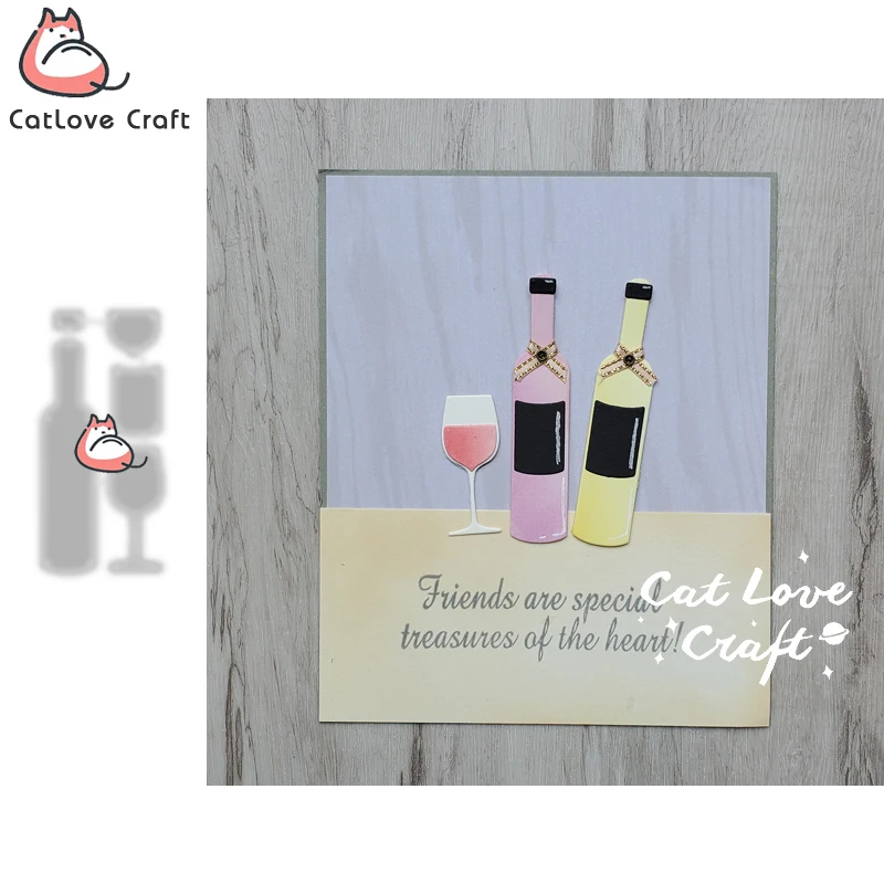 Catlove Wine Bottle Metal Cutting Dies Scrapbooking Mold Stencil Die Cuts Card Making DIY Craft Embossing New Dies For 2021