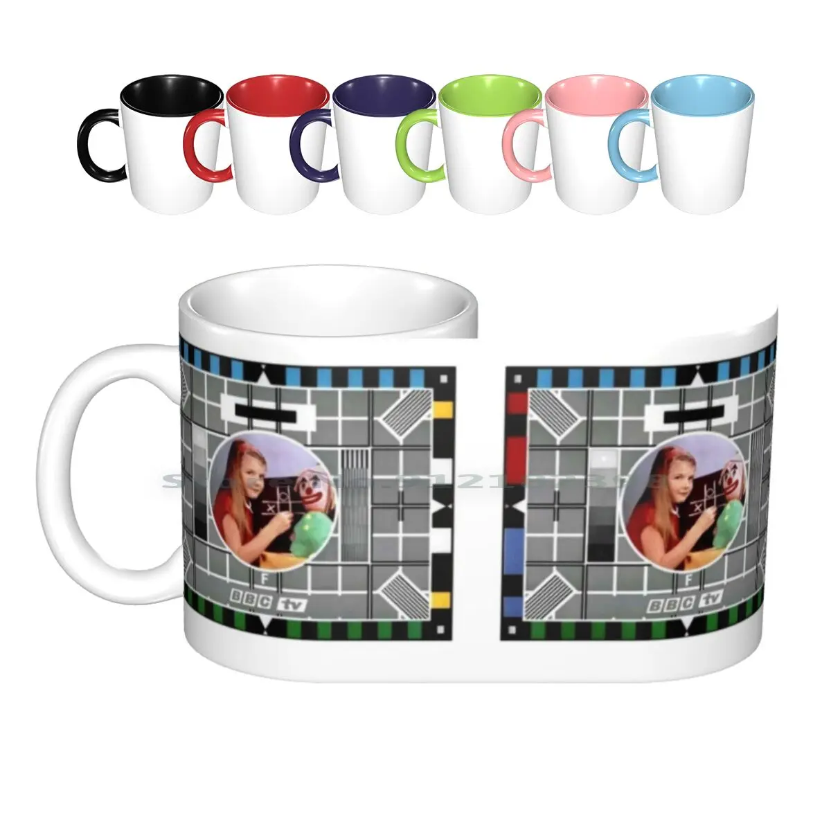 Classic 'bbc Test Card' Ceramic Mugs Coffee Cups Milk Tea Mug Classic Test Girls Chalkboard Testcard 1970s Test Creative