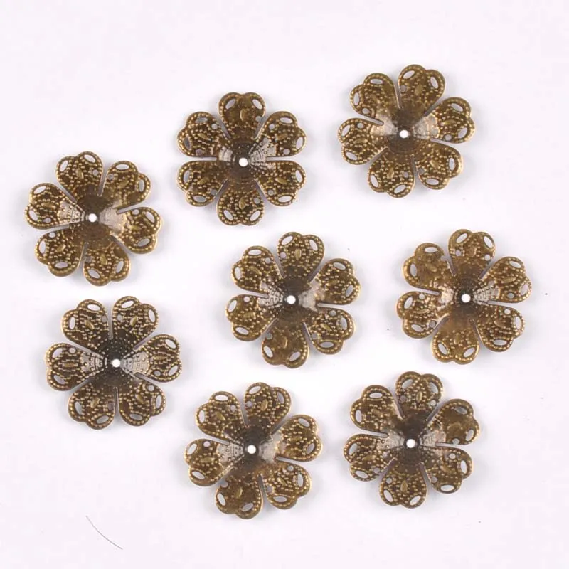 20pcs Vintage Flower Connectors Filigree Wraps DIY Jewelry Findings Gold/silver/Bronze Metal Craft home Decoration ykl0762-8