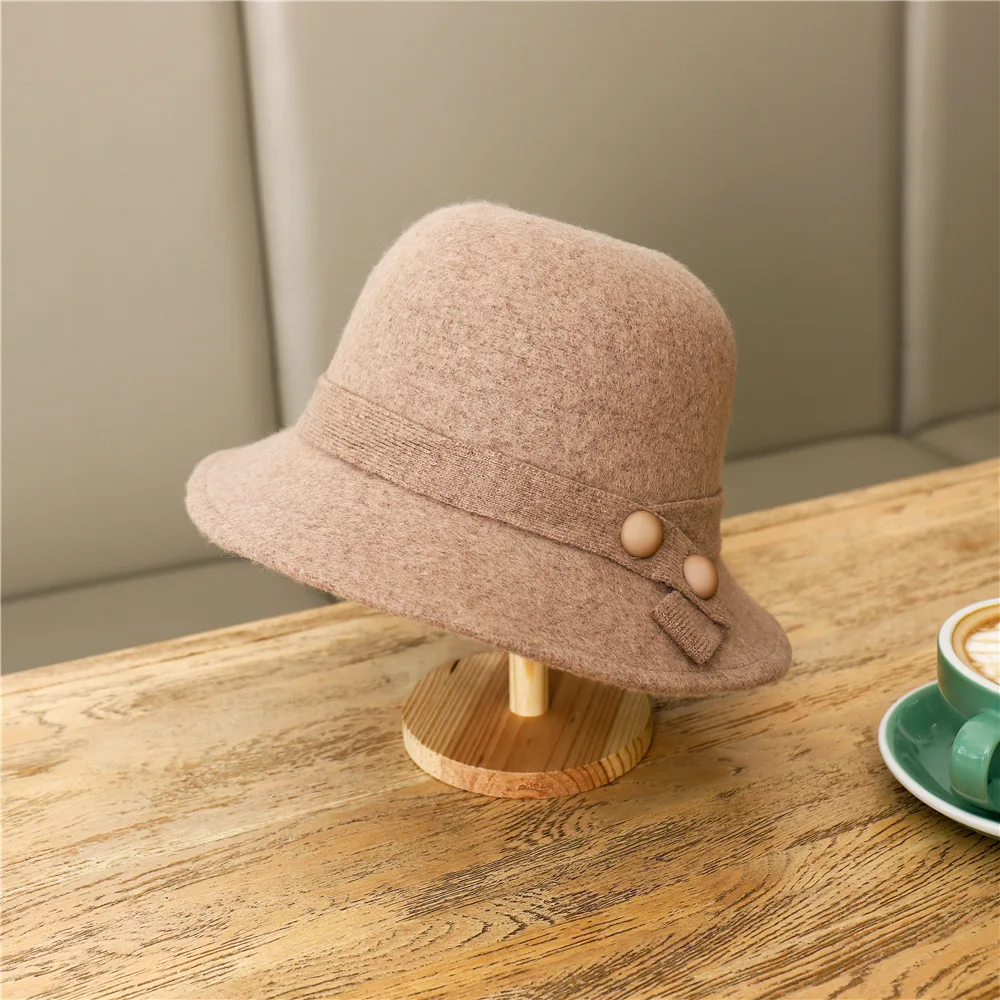 

New woolen cloth basin hat lady autumn/winter fashion leisure fisherman hat travel retro felt hat fashionable sun hat