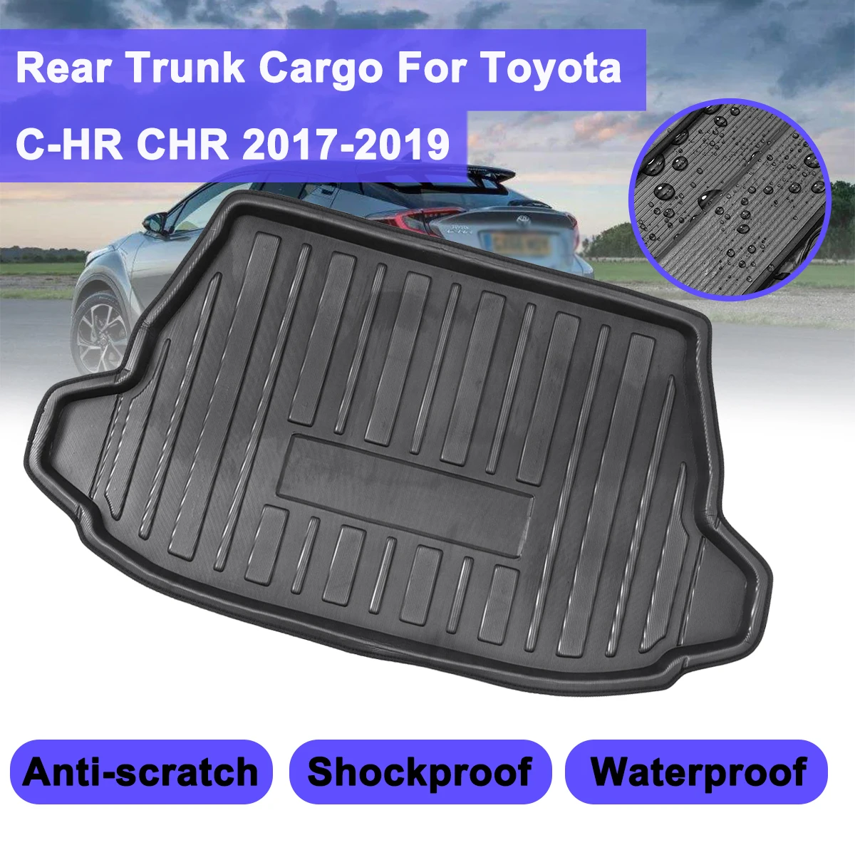 Boot Mat For Toyota C-HR CHR 2017 2018 2019+  Rear Trunk Liner Cargo Floor Tray Carpet Mud Pad Kick Guard Protector waterproof