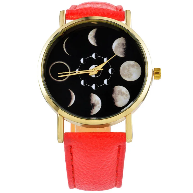 2017 Pop Women's Pop Vogue Brand Watches Moonphase Space Astronomy Quartz Casual Leather Watch