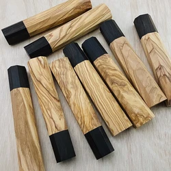 1piece Japanese Style Octagonal Handle for Kitchen Knife Handle,Olive Wood + Ebony Wood Knife Handle, Fish Raw Knife Handle