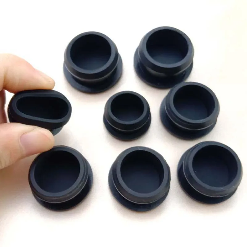 10pcs Black Silicone Rubber Hole Caps 2.5mm to 50.6mm T Type Plug Cover Snap-on Gasket Blanking End Caps Seal Stopper Inserts