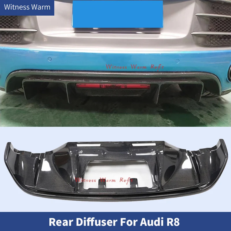 R8 Real Carbon Fiber Material Rear Lip Bumper Shovel Diffuser Car Modification Body Kit For Audi R8 V10 Coupe Tuning 2007-2015