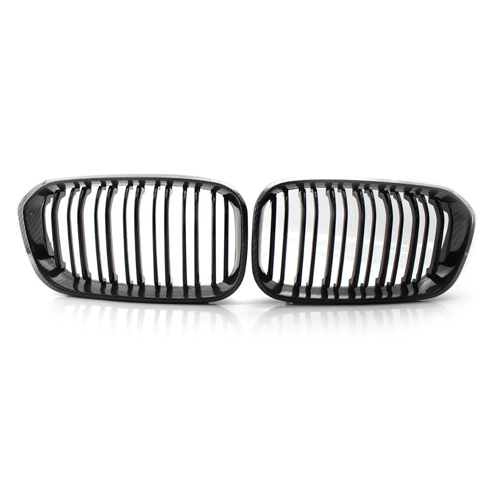 

Front Grille Black Double Slat Carbon Fiber Style Frame Fit BMW F20 F21 1 Series 15-17