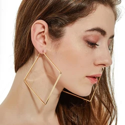 BLIJERY New Fashion Oversize Geometric Big Hoop Earrings For Women Basketball Brincos Large Square Earring Party Punk Jewelry