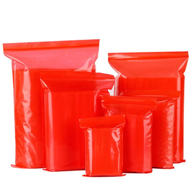 

100pcs 12 Wires PE Ziplock Bag Thickened Zipperlock Bag Zipper Bags Self Sealing Translucent Red Food Poly Mailer Sealed Bag