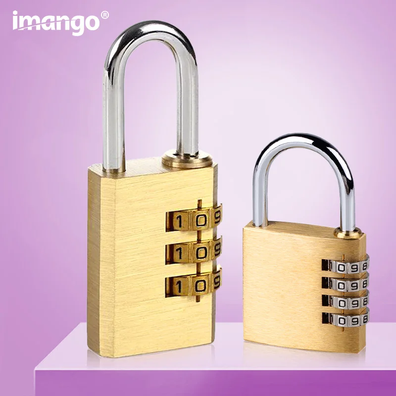 High Quality Padlock Solid Brass Lock Digit Combination Password Secret Code for Gym Outdoor Locker Case Copper Stainless Steel