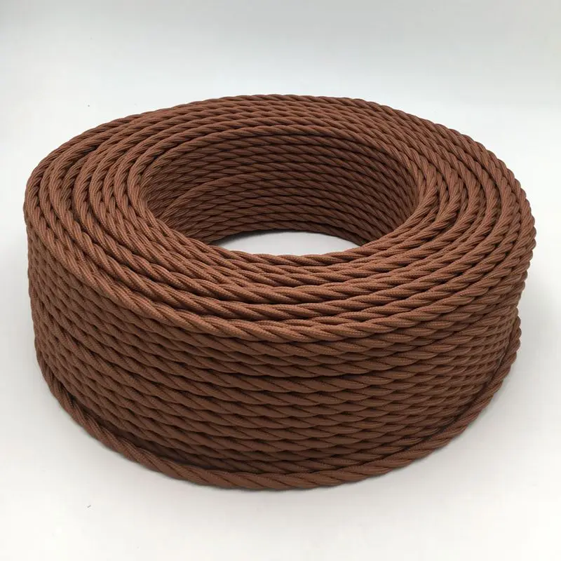 3 Core 0.75mm2 Vintage Fabric Covered Twisted Cable Retro Electrical Wire Cords for Pendant Lamp