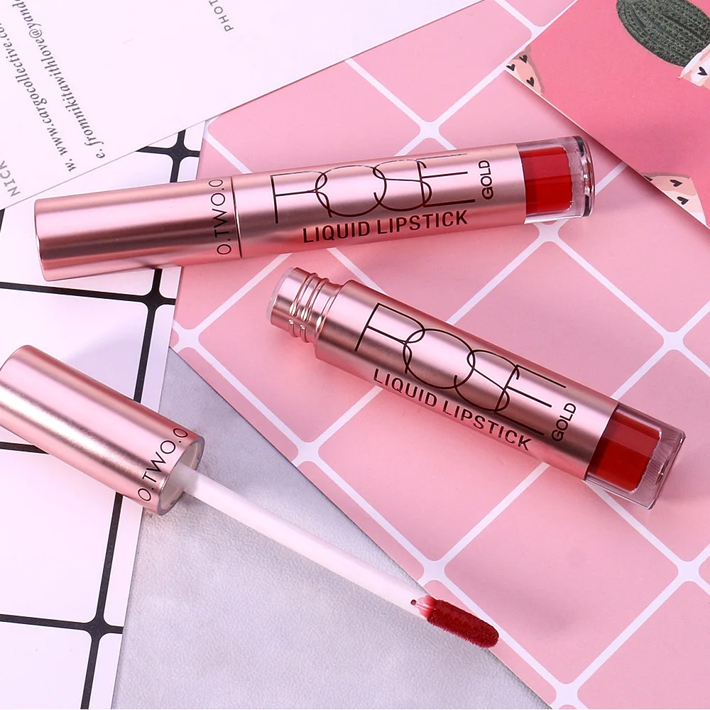 O.TWO.O 12 Colors Lip Gloss Lip Tint Long-Lasting Waterproof Non-stick Cup Easy To Wear Matte Liquid Lipstick Lip Makeup N2135