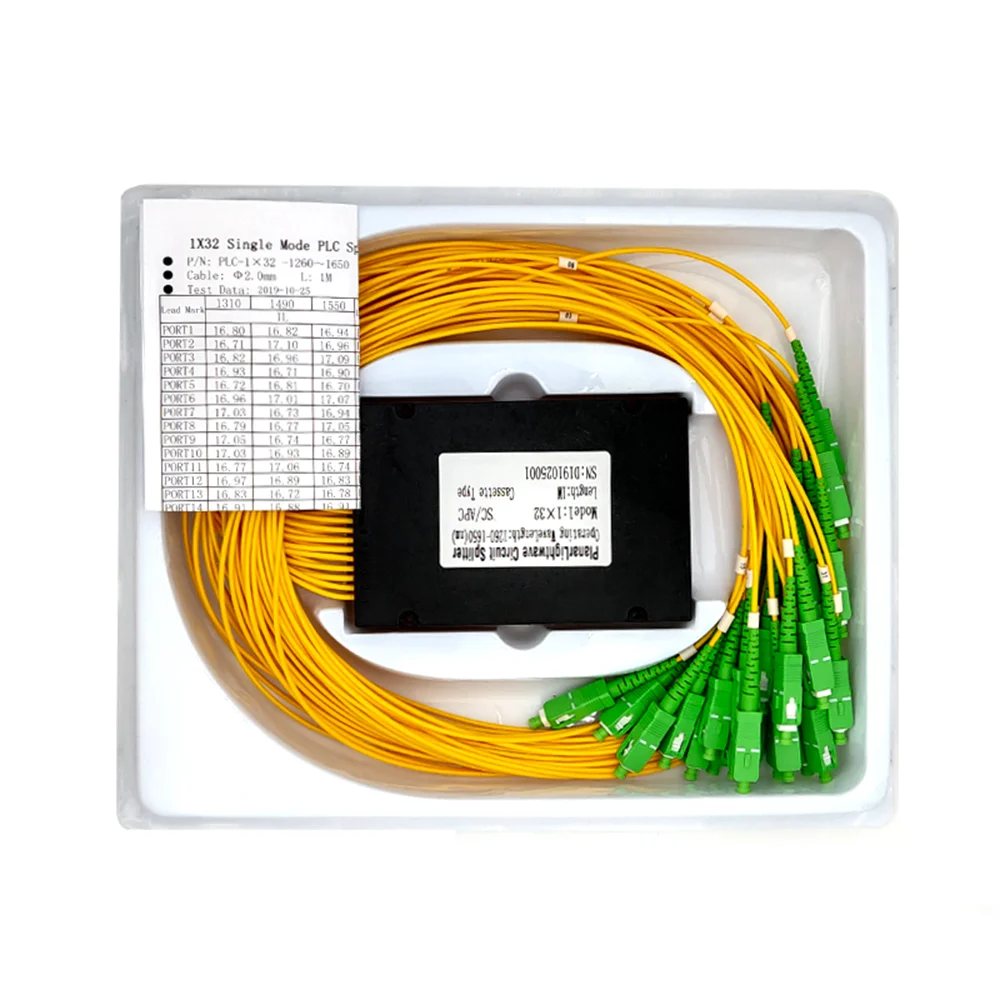 SC/APC 1x32 1M 2.0MM PLC Splitter Box FTTH Fiber Optic ABS Box 1*32 Planar Lightwave Circuit Splitter-Box