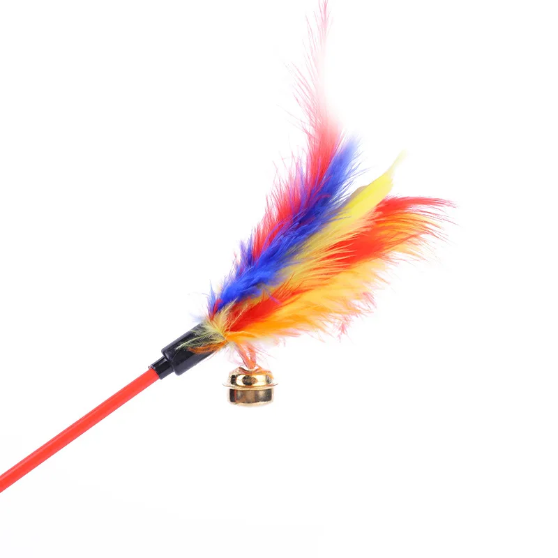 5 stücke Lustige Kätzchen Katze Teaser Interaktive Spielzeug Stange mit Glocke und Feder Spielzeug Für Haustier Katzen Stick Draht Chaser Zauberstab spielzeug Zufällige Farbe – Detail 12