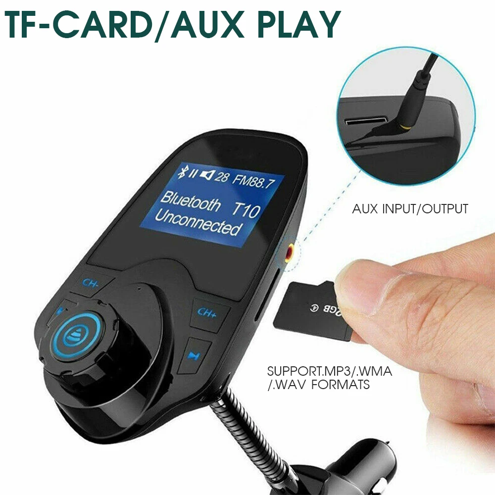 Car Bluetooth Cigarette Lighter Calling FM Radio Transmitter AUX MP3 USB Port Wireless Bluetooth FM Transmitter
