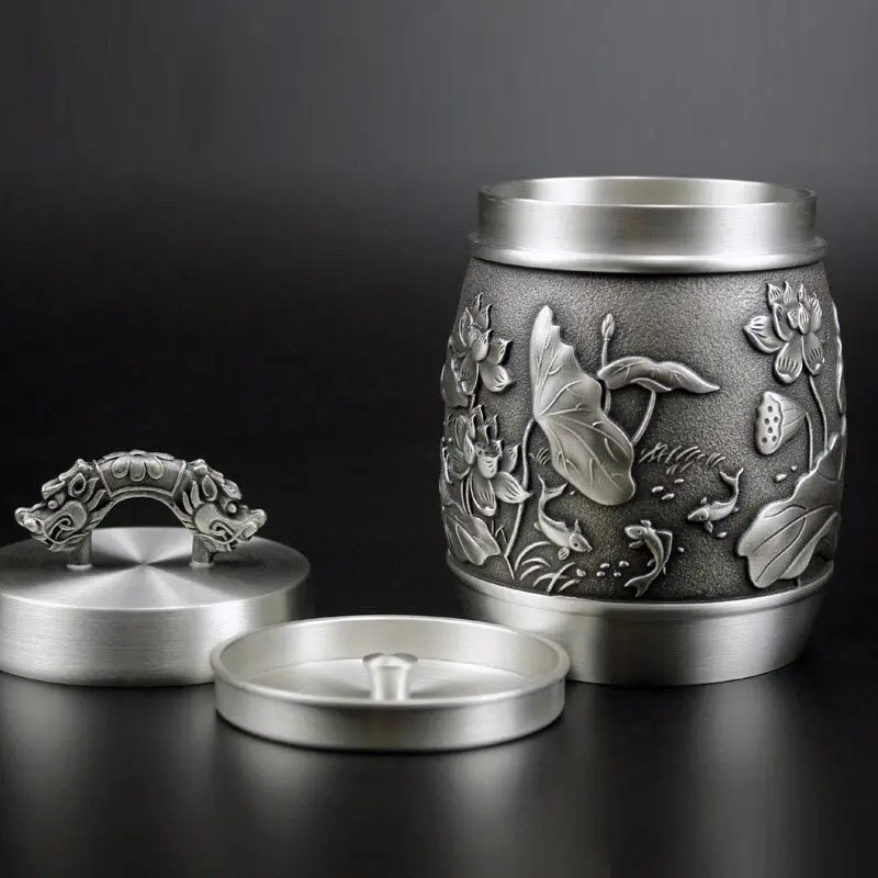 Customization Urns For Ashes Urn Funeral Cremation Hand Carved Beautiful Embossed Pure Tin 97% LeadFree Pewter Handmade In China