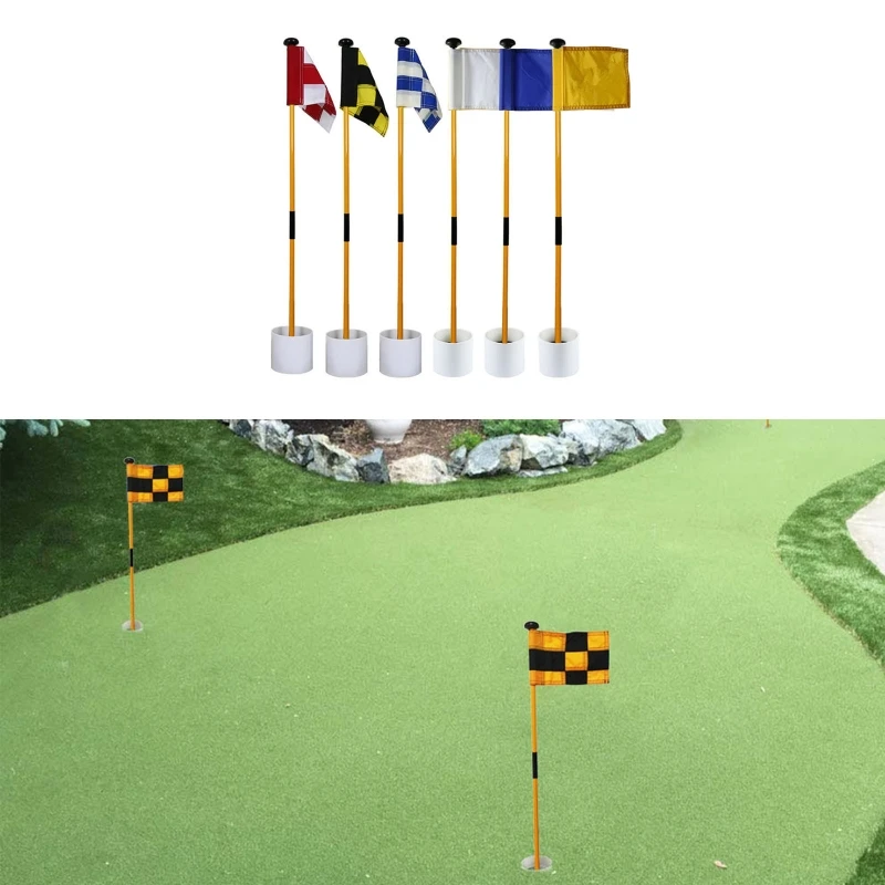 Portable Detachable Golf Flagsticks Putting Green Flags Hole Cup Set Golf Pin Flags for Driving Outdoor Backyard