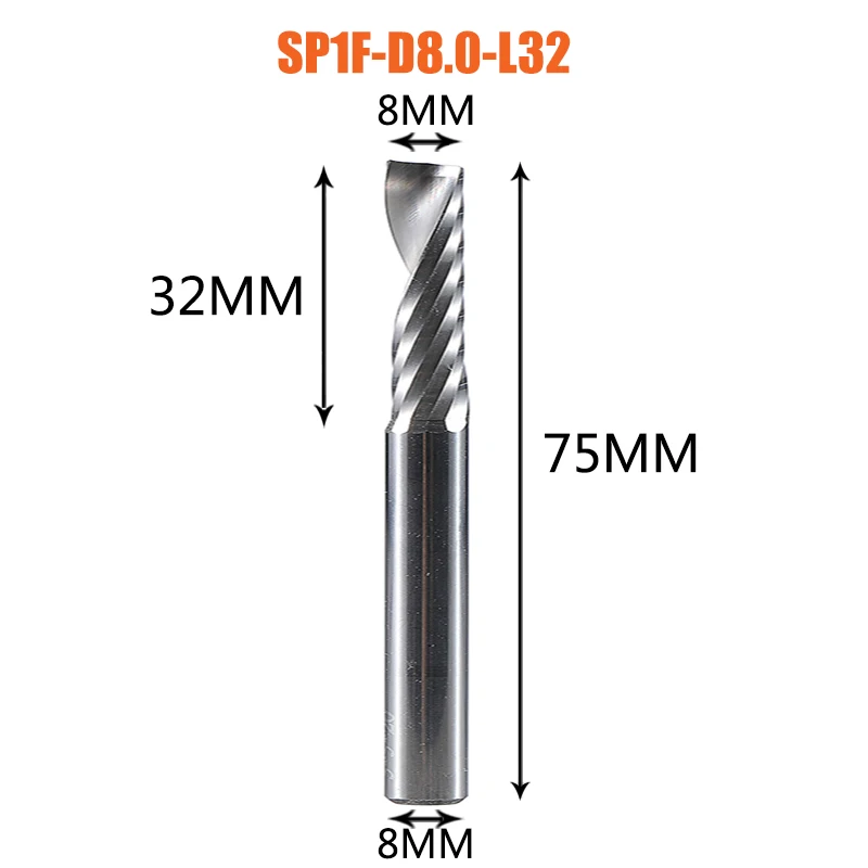 1 st AAAAA CNC Acryl Hout Aluminium Frees 1-12mm 3D Graveren Enkele Fluit Frees Spiraal frees Houtbewerking