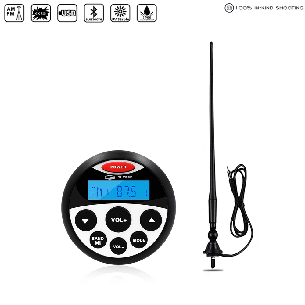 

Waterproof Marine Stereo Receiver Boat Radio Bluetooth Audio System Car MP3 Player+AM FM Antenna For ATV Yacht Truck Motorcycle