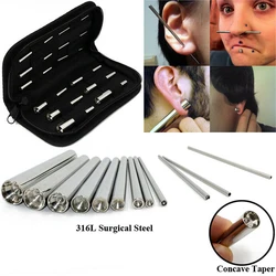 1Set/12 Pieces Surgical Steel Concave Taper Insertion Pins Taper Gauge Expander Piercing Tool Professional Body Piercing Jewelry
