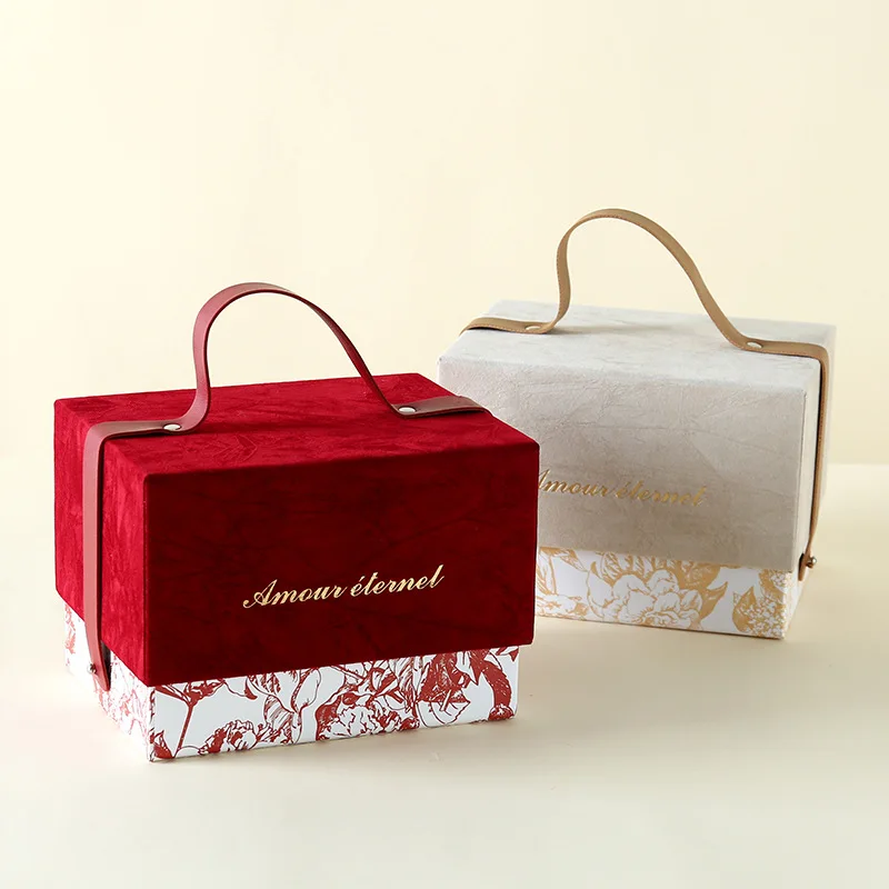 European Style Portable Wedding Candy Box, Flannel Bridesmaid Gift Box, Wedding Party Supplies, Gift Packaging