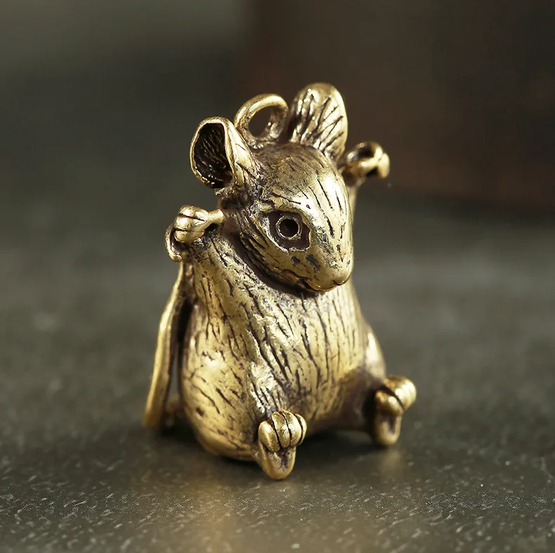 Vintage Brass naughty mouse DIY Pendant craft ornament Miniature Fitting Keychain Pendant Accessories a1289