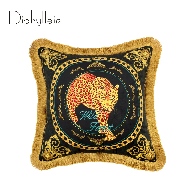 

Diphylleia Deluxe Leopard Pillow Case Velvet Textured Superior Quality Authentic Retro Pillow Covers Luxury Coussins 45x45cm