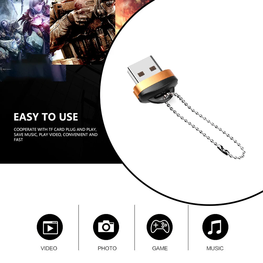 kebidu High Quality USB2.0 card reader maximum support 128GB mini USB TF card Adapter for mini SD card