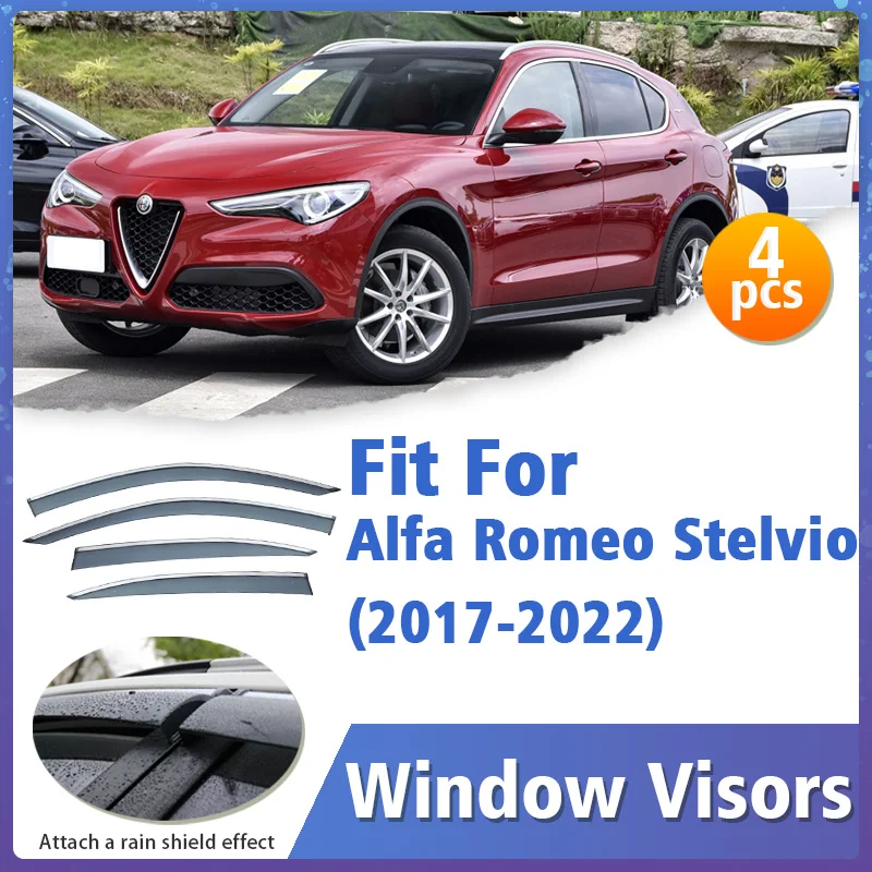 

Оконные козырьки, защита для Alfa Romeo Stelvio 2017-2022, козырек, вентиляционная крышка, накладка, навесы, защита, дефлектор, 4 шт.