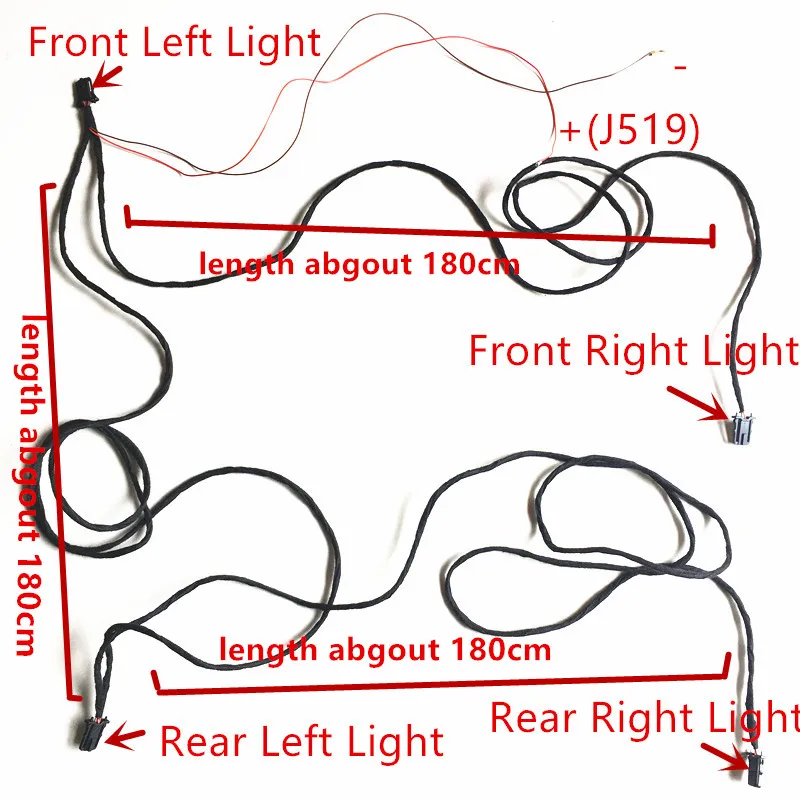 Car Interior halogen FootWell Light Cable Wiring Harness For VW Passat B6 B7 B8 Jetta Golf 6 MK6 MK7 Tiguan Polo Superb 947 415