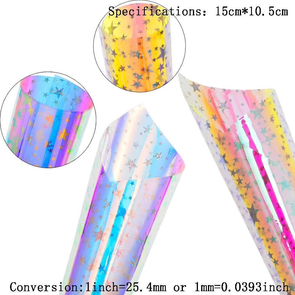 Papel de aluminio de resina para fabricación de joyas, pegatinas de estrella de arcoíris, película láser, molde de silicona epoxi, Fillin, 15x10,5