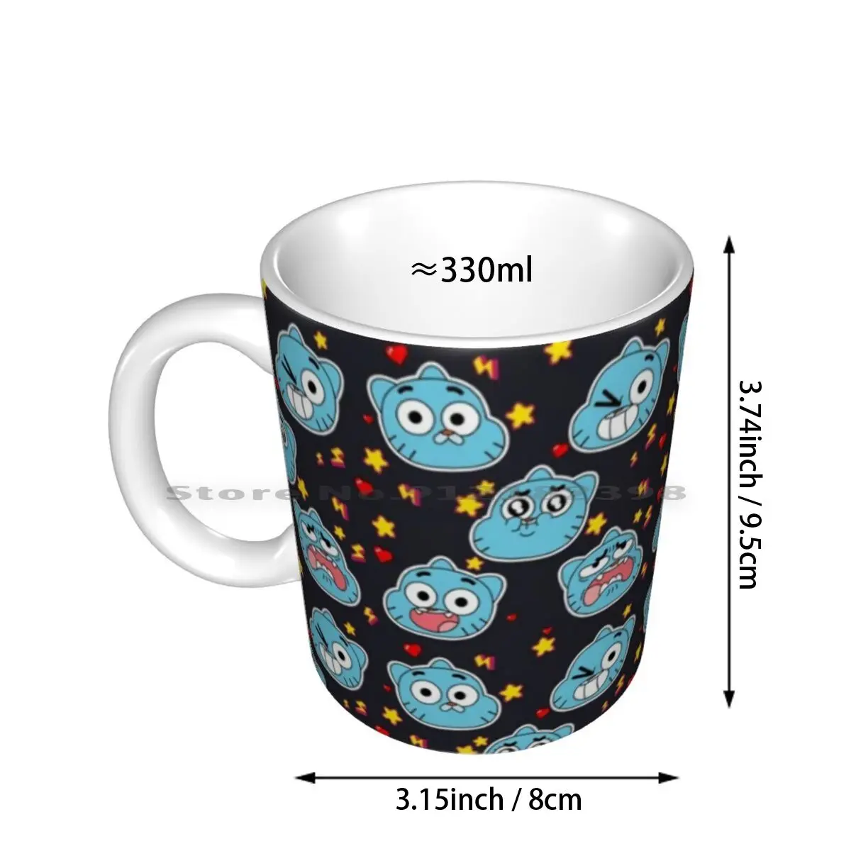 Gumball Pattern Ceramic Mugs Coffee Cups Milk Tea Mug Gumball Tawog The Gumball Watterson Hearts Stars Cartoon Creative