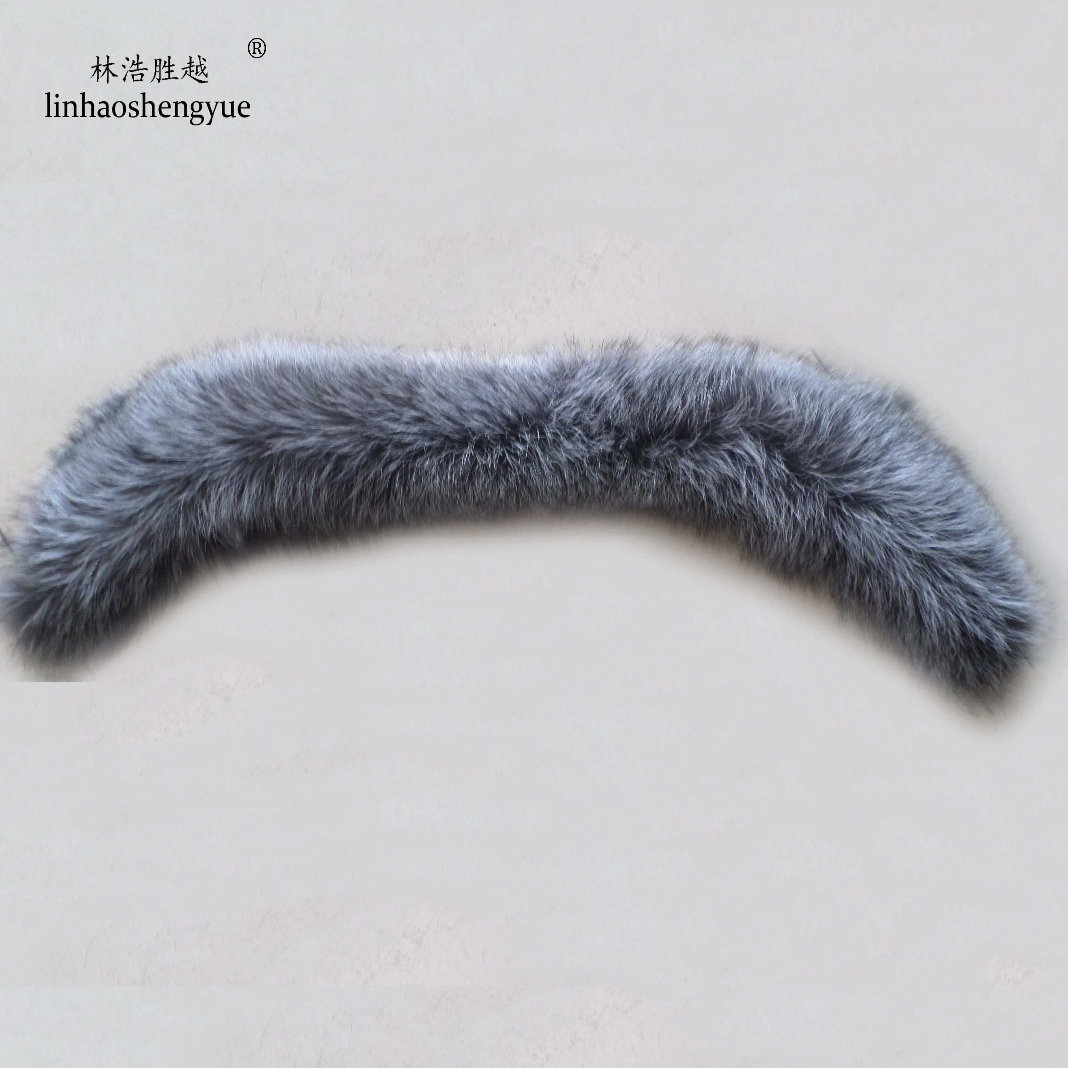 Linhaoshengyue-Silver Fox Fur Collar, Long Horns, Real Fox, 80cm