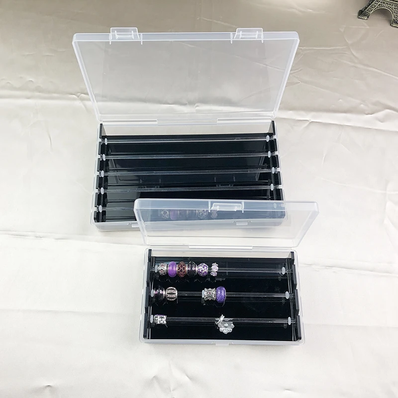Transparent Acrylic Charms Beads Display Rod Tray Box fit Pandora Trollbeads Chamilia Biagi nd European style Beads Storage Case