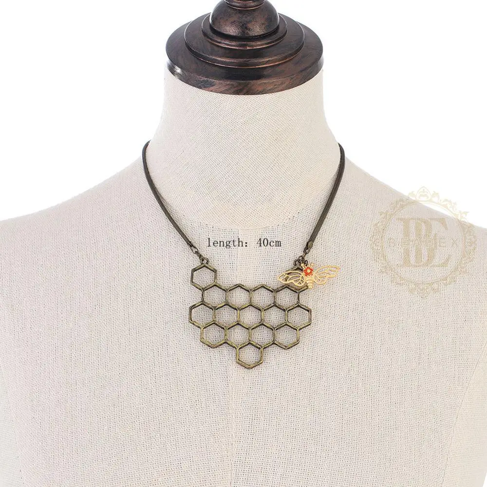 One Fashion Jewelry Metal Bee and Honeycomb Necklace  - 400mm (BE21)