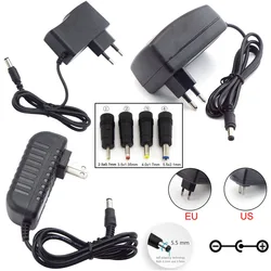 DC 5V 8V 9V 12V 15V Adapter Power Supply AC 100V-240V 1A 2A 3A Charger Converter DC 5.5 4.0 3.5x1.35mm 2.5mm jack plug connector